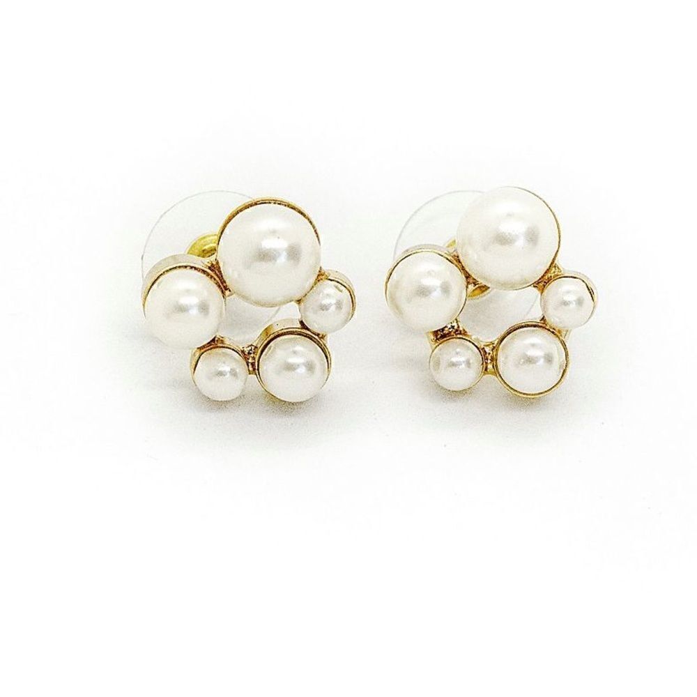 Brides & Hairpins Los Angeles Haven Faux Pearl Cluster 14K Gold Plated Earrings